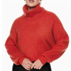 Aritzia Babaton Guell Luxe Cashmere Slouchy Turtleneck Crop Sweater Red Size XS